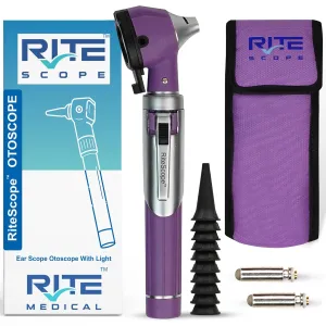 Otoscope with Light - Premium Otoscope Set with Fiber Optic Illumination - Ear Infection Detector - Ear Scope for Examination at Home-Purple