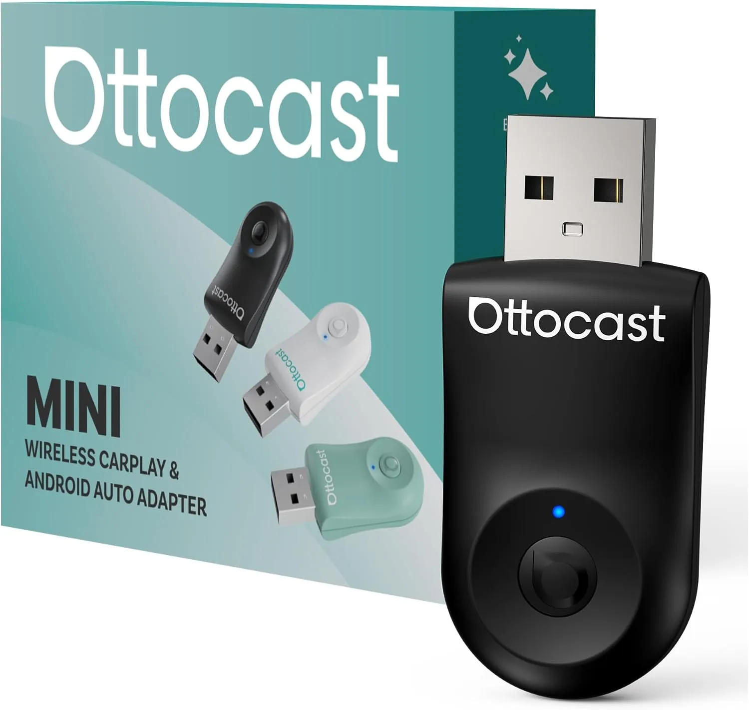 OTTOCAST Mini Wireless CarPlay Adapter for iPhone & Android Auto Adapter 2-in-1 Convert Wired to Wireless Apple Car Play, Plug & Play, USB-C, Low Latency (2016  Cars, iOS 10 /Android 11 )