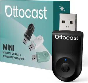 OTTOCAST Mini Wireless CarPlay Adapter for iPhone & Android Auto Adapter 2-in-1 Convert Wired to Wireless Apple Car Play, Plug & Play, USB-C, Low Latency (2016  Cars, iOS 10 /Android 11 )