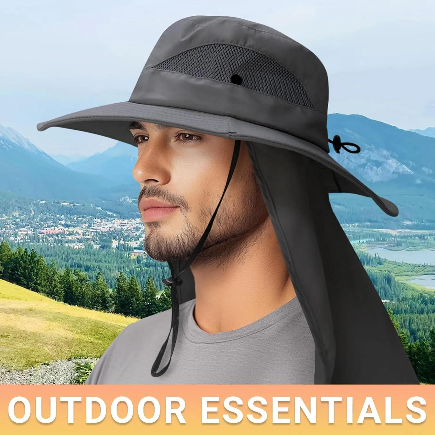 PFFY Sun Bucket Hats for Men Women 3 Wide Brim UPF 50  Fishing & Beach Hat