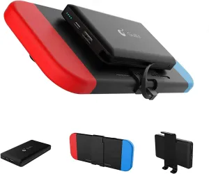 Portable Power Bank Compatible for Nintendo Switch, 10000mAh 5V/3A Flash Rechargeable Extended Battery Backup Charger Case for Smartphone and Switch