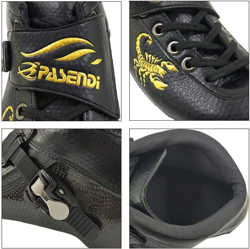 Professional Carbon Fiber Speed Skates Adult Men's and Women's Skates 4-Wheels Single-Row Speed Inline Skates Shoes Black Inline Skate Shoes