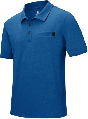 Rdruko Men's Polo Shirts Short Sleeve Dry Fit Golf Shirt with Pocket Collared Tee Shirts Athletic Casual