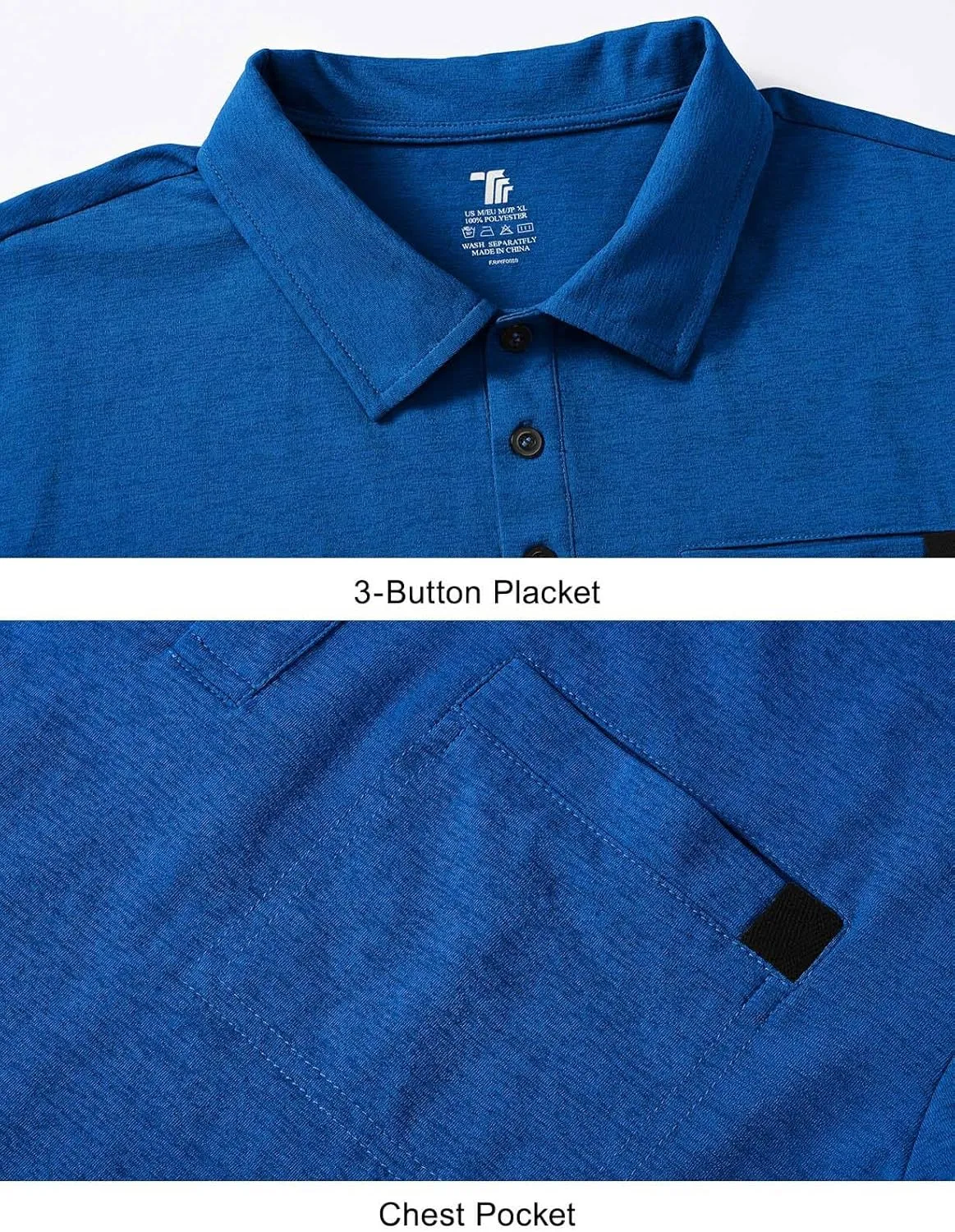 Rdruko Men's Polo Shirts Short Sleeve Dry Fit Golf Shirt with Pocket Collared Tee Shirts Athletic Casual
