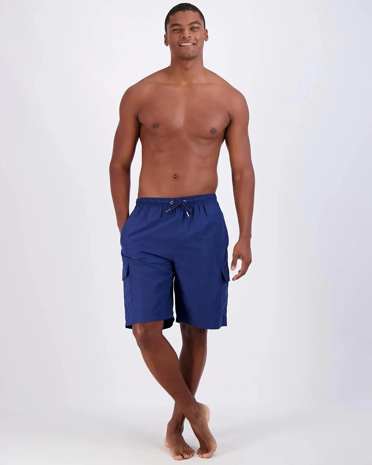 Real Essentials 3 Pack: Men's Swim Trunks with Cargo Pockets & Mesh Lining (Available in Big & Tall)