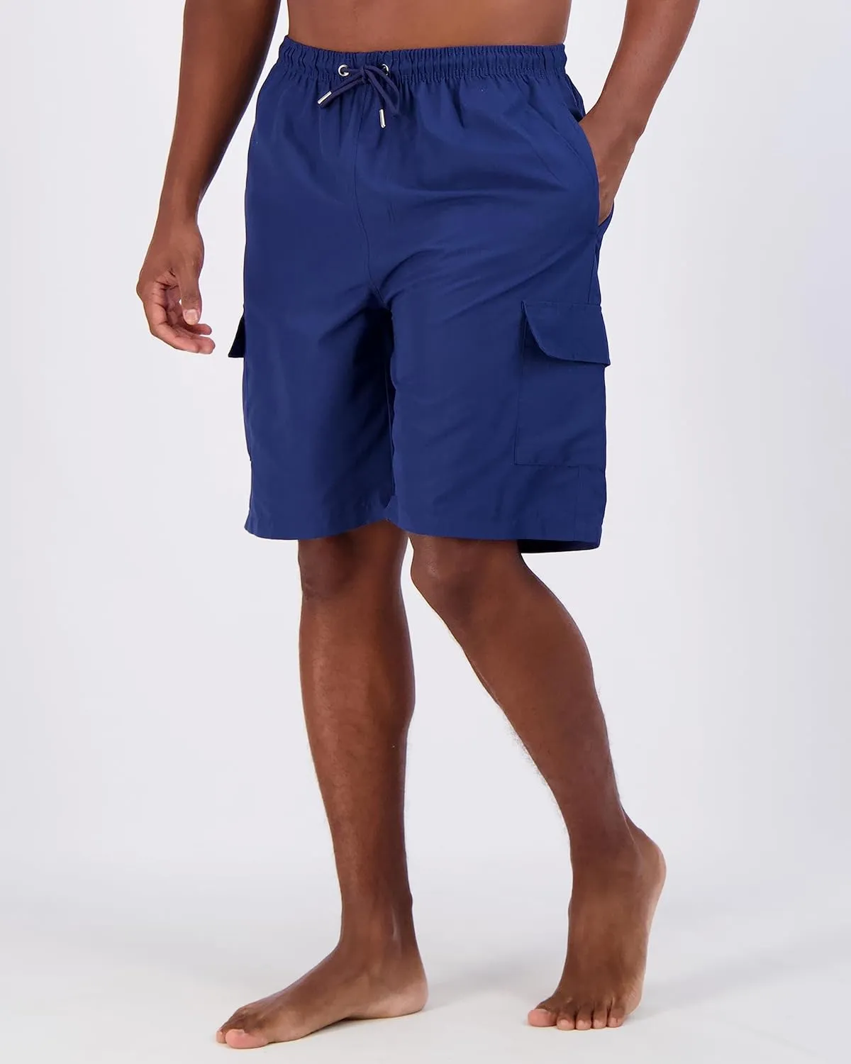 Real Essentials 3 Pack: Men's Swim Trunks with Cargo Pockets & Mesh Lining (Available in Big & Tall)