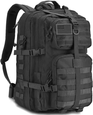 REEBOW GEAR Tactical Backpack Large Army 3 Day Assault Pack Molle Bug Bag Backpacks Military Style Rucksacks for Outdoor Sport Hiking Camping Hunting 40L Black