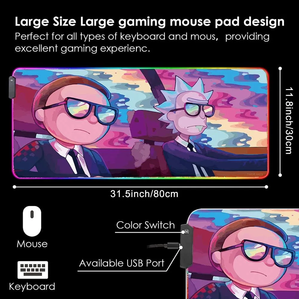 RGB Mouse Pad LED Light Gaming Mouse Pad with Rubber Base Colorful Computer Carpet Desk Mat for PC Laptop (31.5 11.8 inch) (80x30 rgmomo)