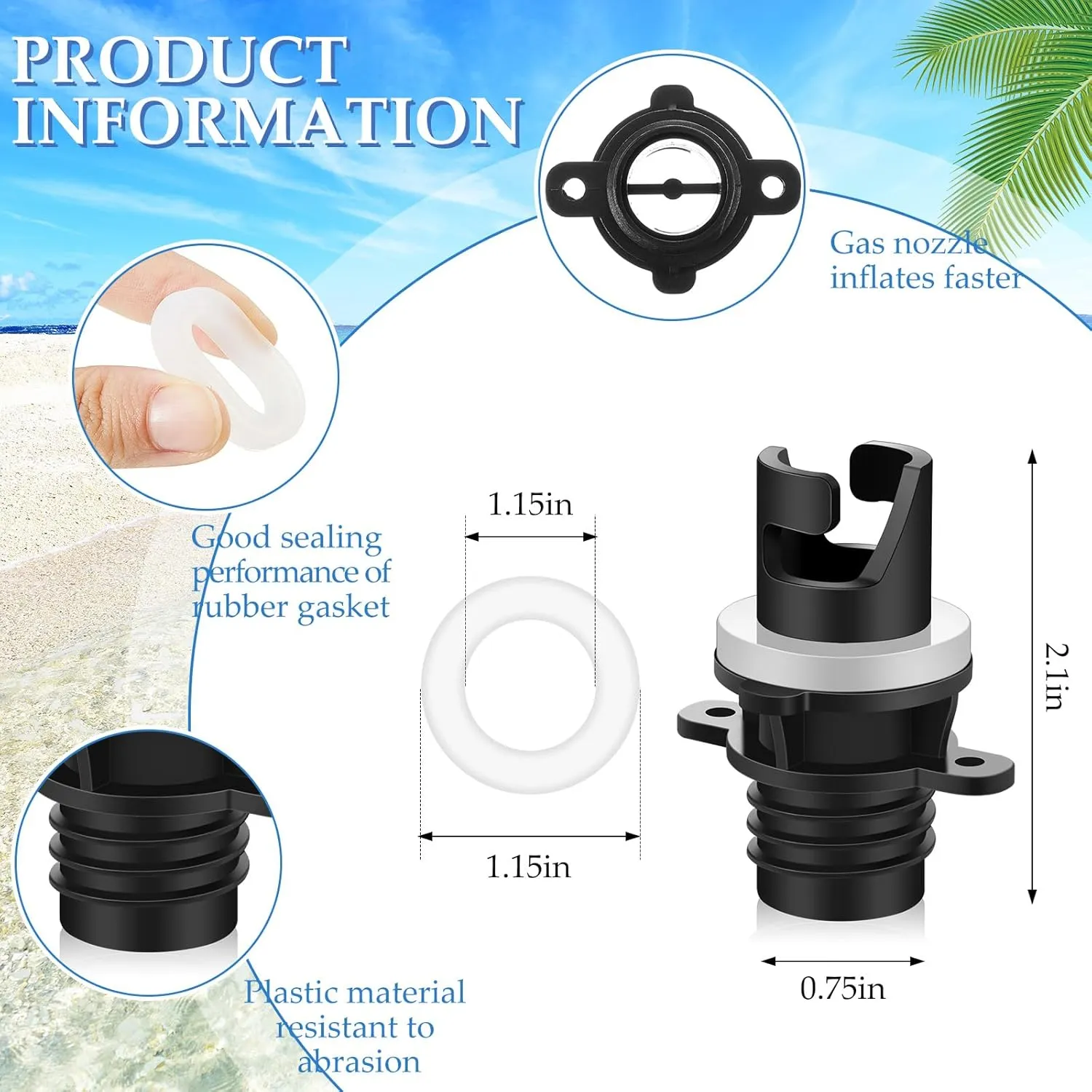 Riakrum 4 Pcs Inflatable Kayak Pump Adapter Compatible with Halkey Roberts Valve Adapter Paddle Board Air Pump Hose Adapter Kayak Air Pump Replacement Accessories for Inflatable Boat Bed