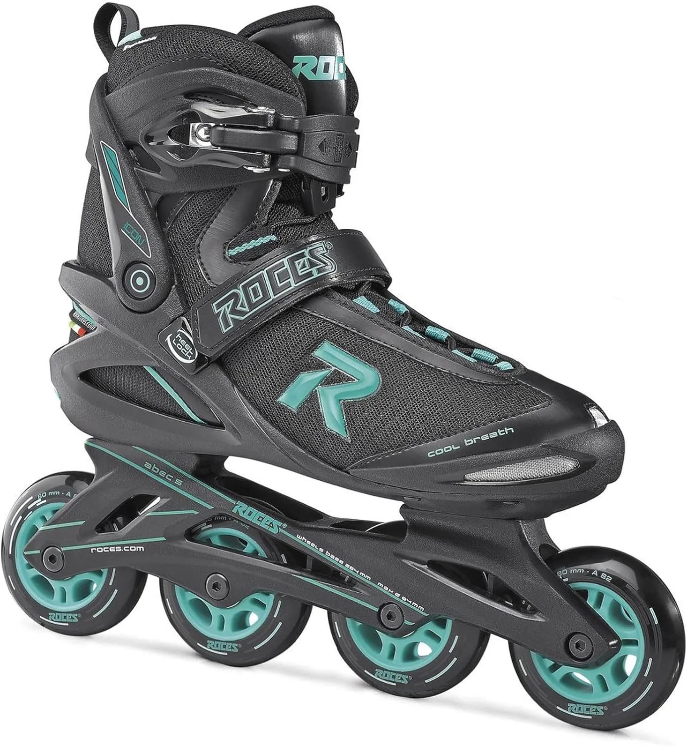Roces Women's ICON Outdoor Breathable Fitness Comfort 4 80mm Wheels Racing Inline Skates with Memory Buckle, Easy Entry Boots, Glass Fiber Reinforced Shell & Frame