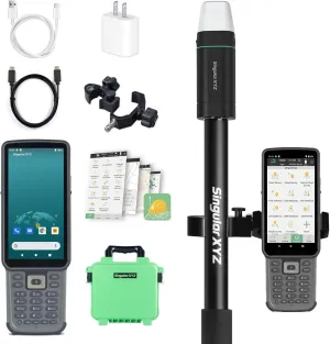 RTK GNSS Survey Equipment with Network RTK Rover, Handheld Controller and Survey Software, GNSS RTK GPS with 60 Tilt and Built-in IMU, for Construction and Geodetic or Land Survey Layout Planning