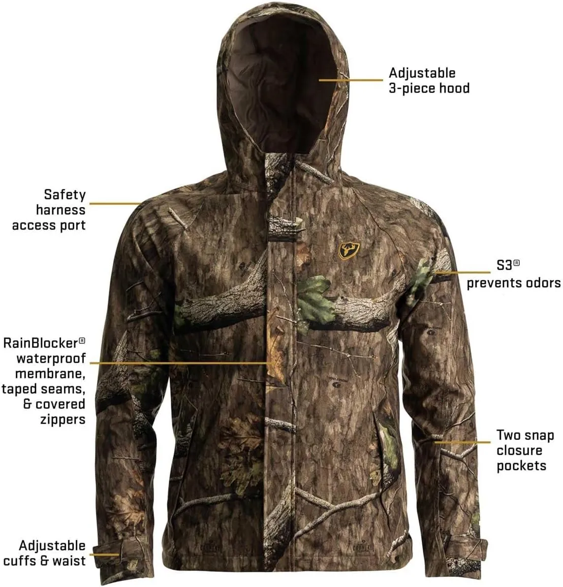 SCENTBLOCKER Drencher Men's Lightweight Breathable Waterproof Camo Rain Jacket
