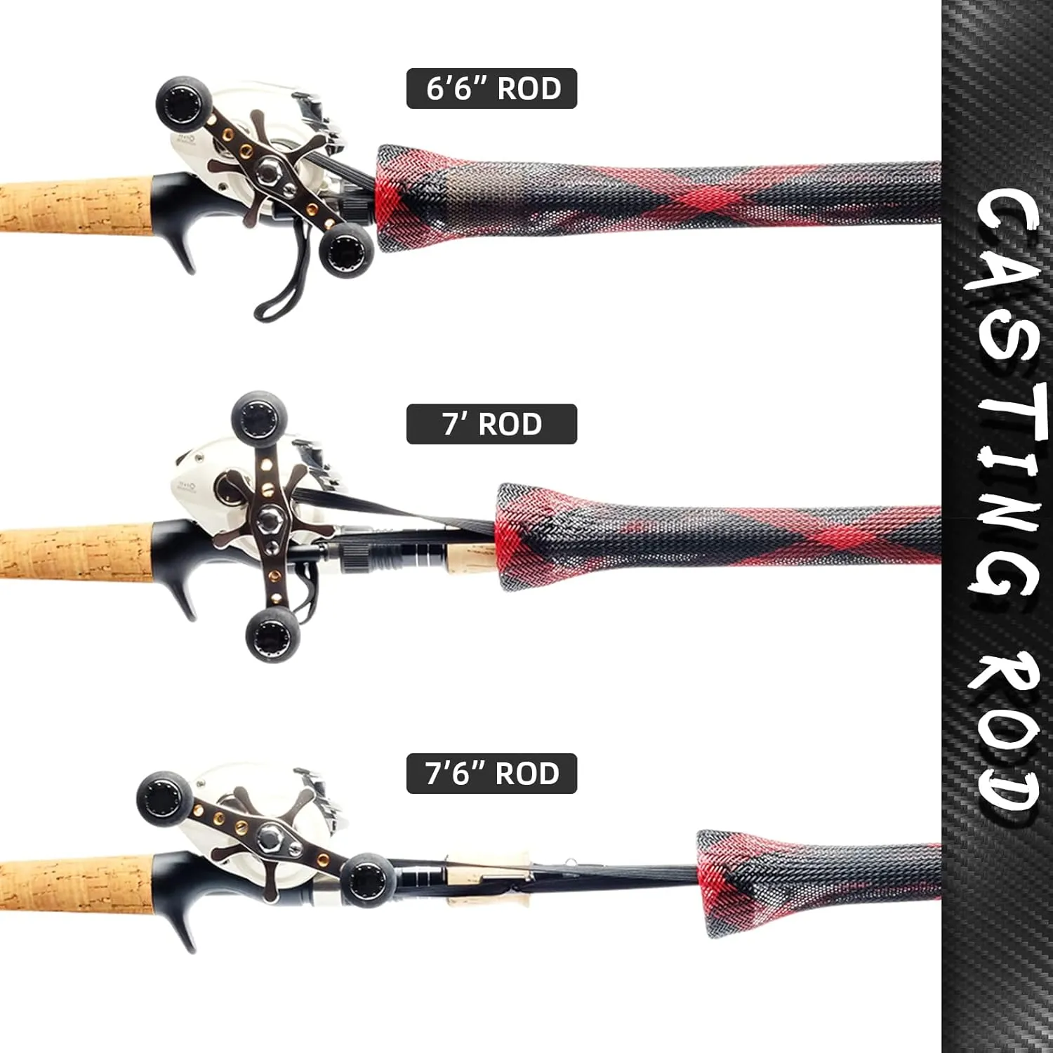 SF Fishing Rod Sock Fishing Rod Sleeve Rod Cover Braided Mesh Rod Protector Pole Gloves Fishing Tools for Spinning Fishing Rod,Casting Rod,Musky Rod, Ice Rod, Fly Rod, Spey Rod