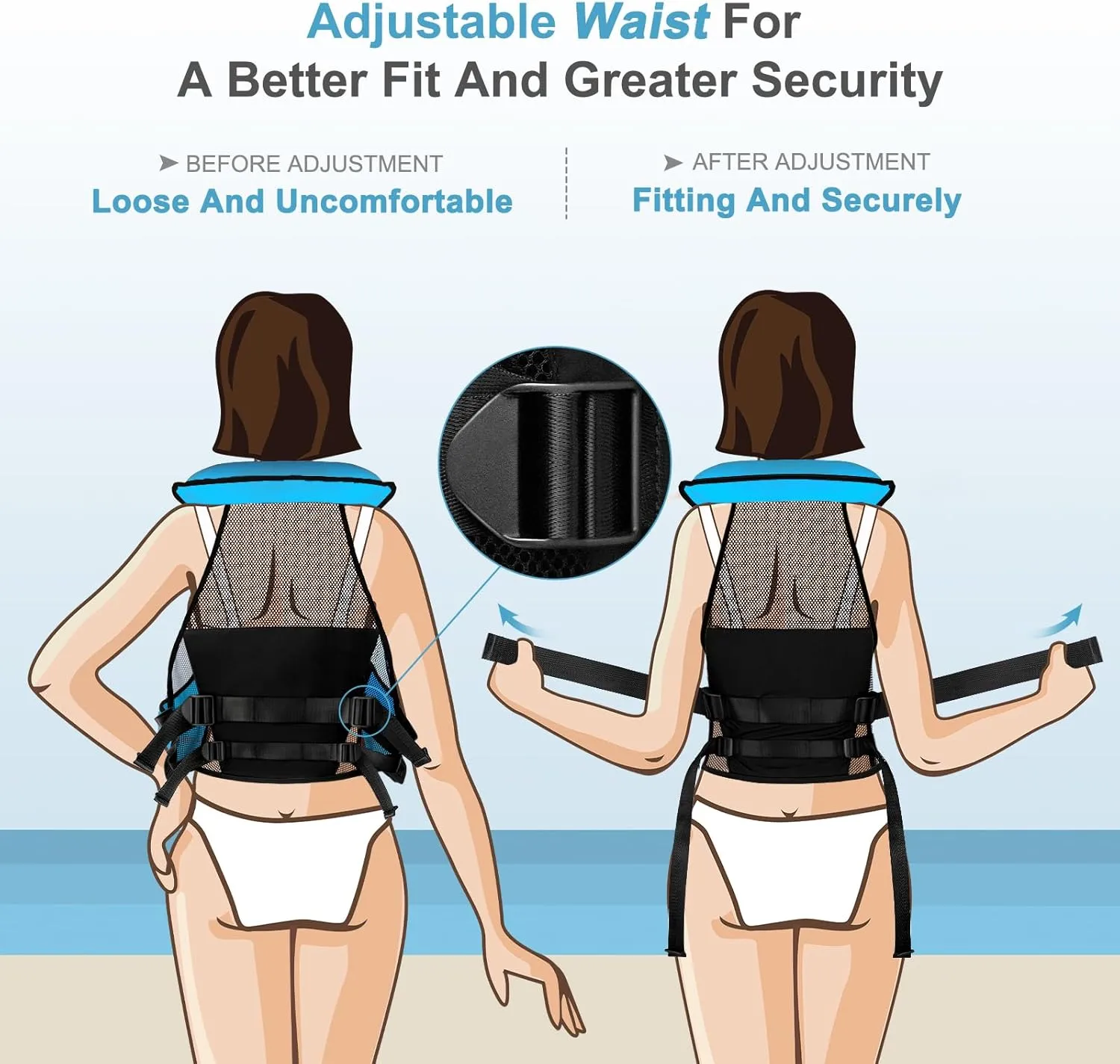 Snorkel Vests for Adults, Abuytwo Inflatable Snorkeling Vest Adjustable Waist-belt Swim Vest Snorkel Jacket Buoyancy Vest