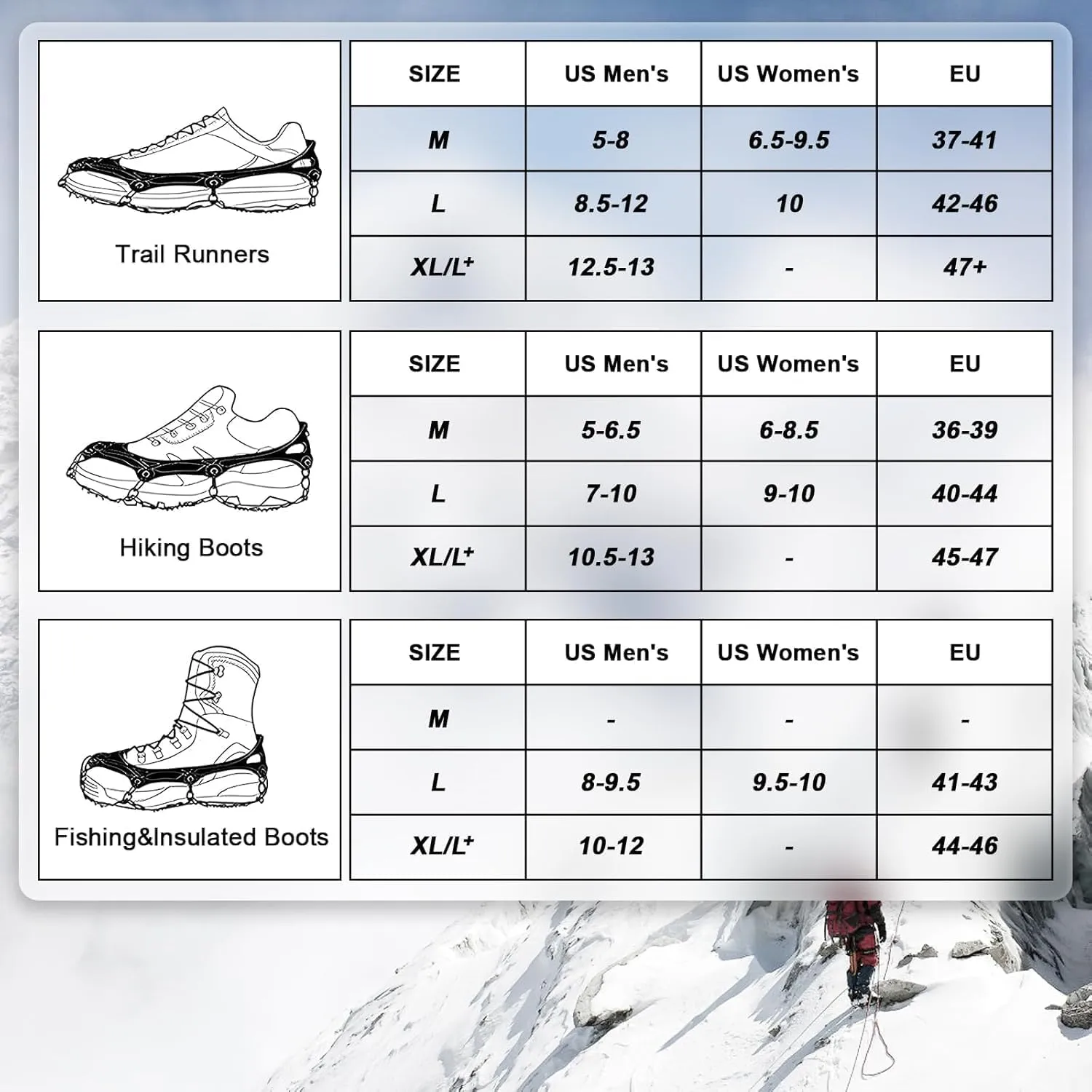 Snow Spikes for Shoes, 32 Non-Slip Spikes, Superior Traction, Hiking, Outdoor