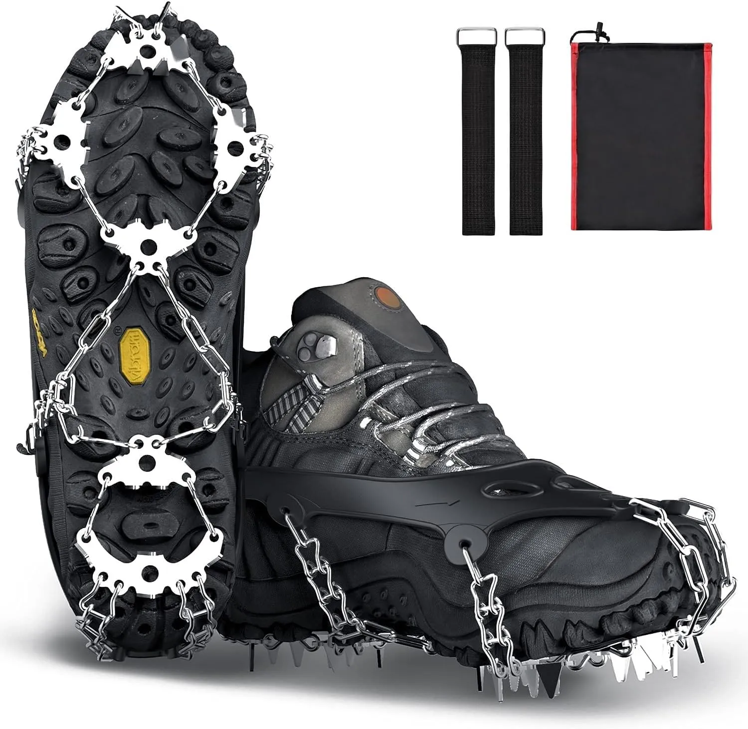 Snow Spikes for Shoes, 32 Non-Slip Spikes, Superior Traction, Hiking, Outdoor