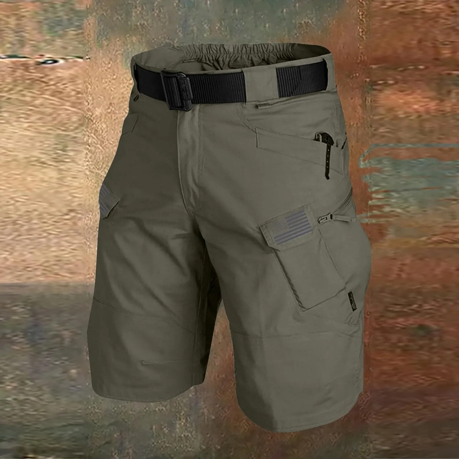 Tactical Cargo Shorts for Men Stretch Waist Waterproof Relaxed Fit Work Shorts Lightweight Hiking Short with Pockets