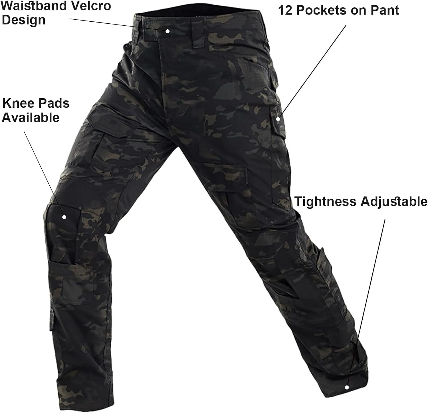 Tactical Suit,Combat Pants and Shirt,Cap Gloves Balaclava Set,Black Camo Uniform Men's Military Airsoft Gear