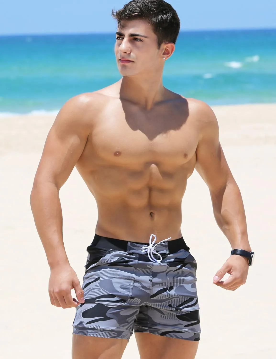 Taddlee Swimwear Men Basic Long Swimming Trunk Surf Camo Shorts Swimsuits Pocket