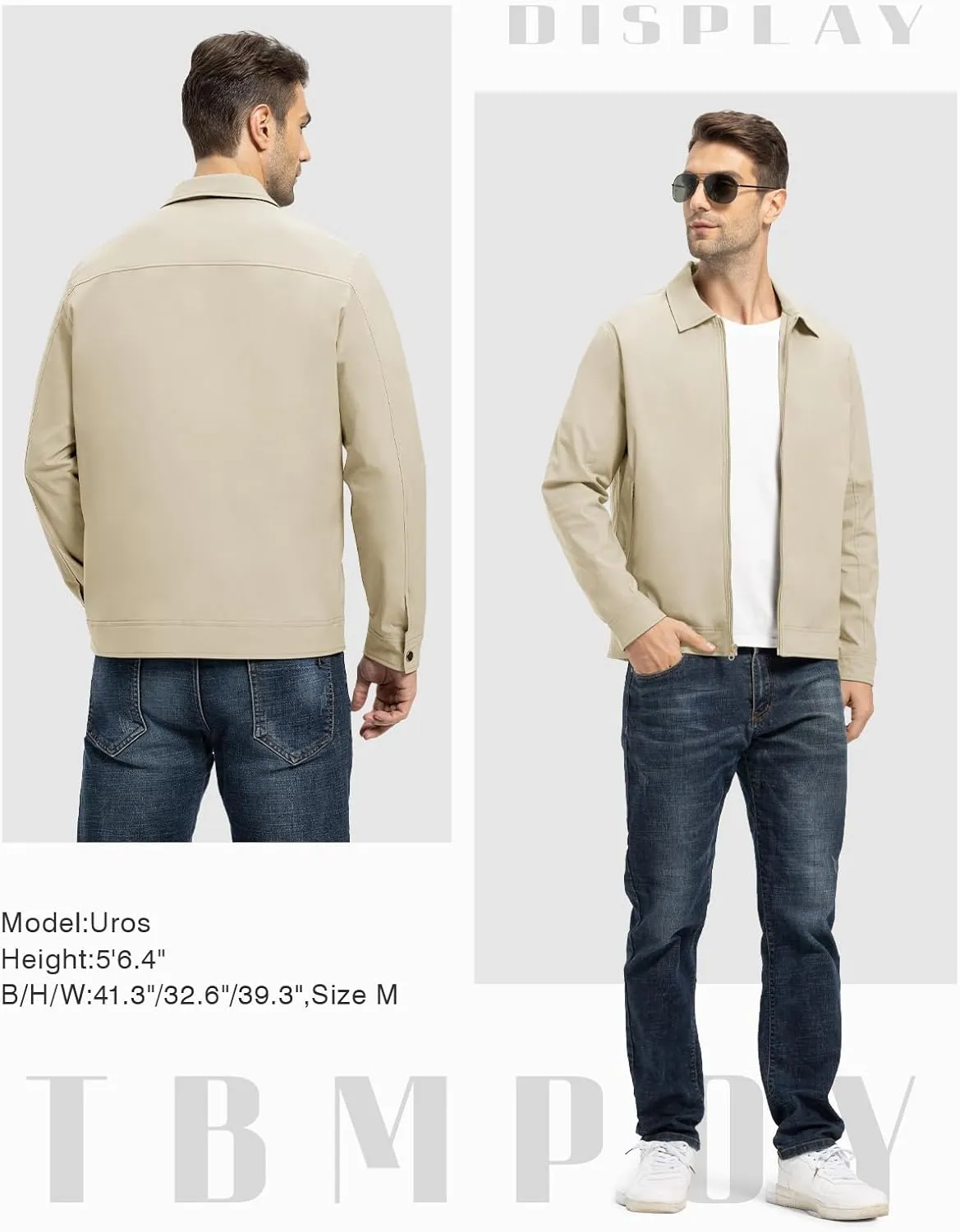 TBMPOY Men's Lightweight Jackets Casual Windbreaker Stylish Light Fall Spring Golf Work Dress Business