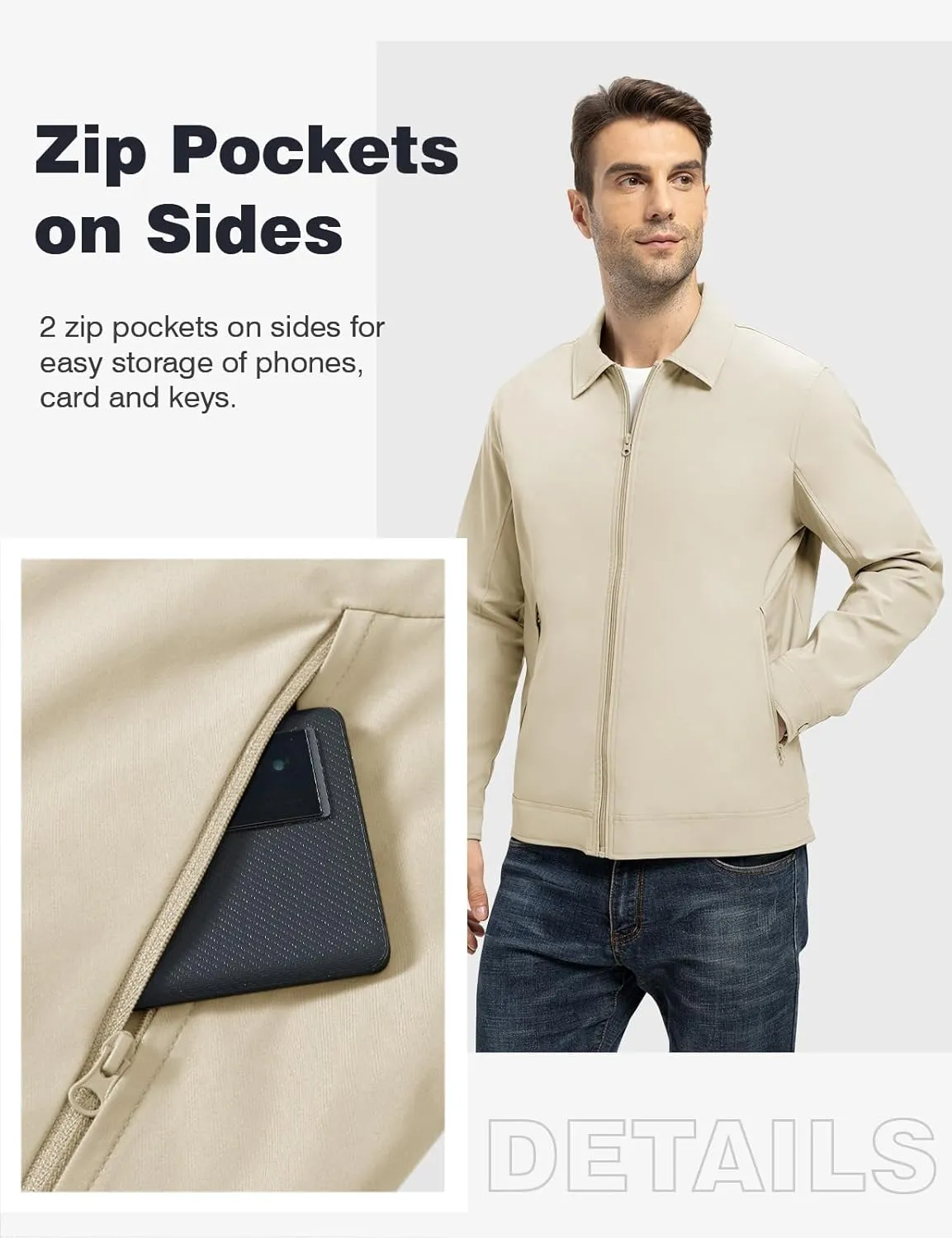 TBMPOY Men's Lightweight Jackets Casual Windbreaker Stylish Light Fall Spring Golf Work Dress Business