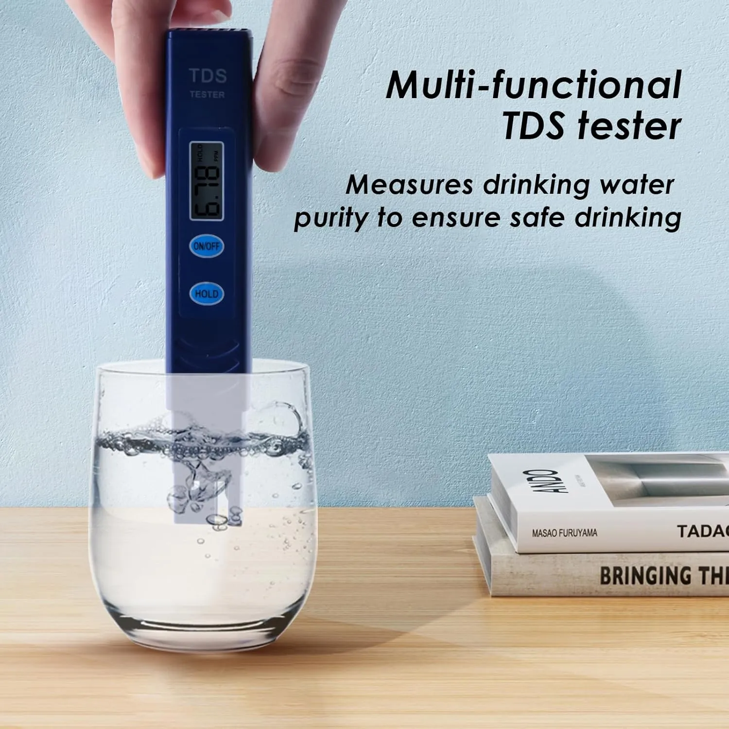 TDS Water Tester, Drinking Water Tester, 0-9990 PPM Meter Water Quality Tester, Portable Water Tester for Drinking Water, TDS Meter Digital Water Tester, 1 Pack, Deep Blue