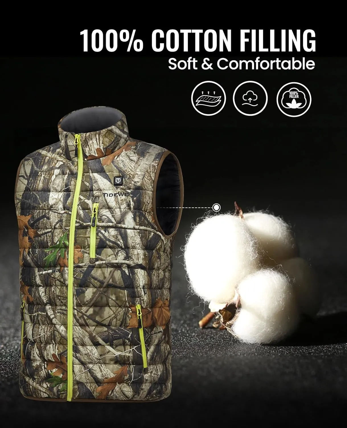 TIDEWE Mens Heated Vest with Battery Pack, Lightweight Vest for Hunting/Hiking