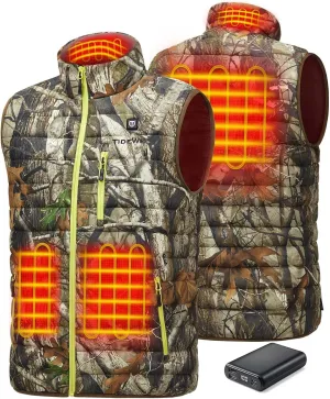 TIDEWE Mens Heated Vest with Battery Pack, Lightweight Vest for Hunting/Hiking