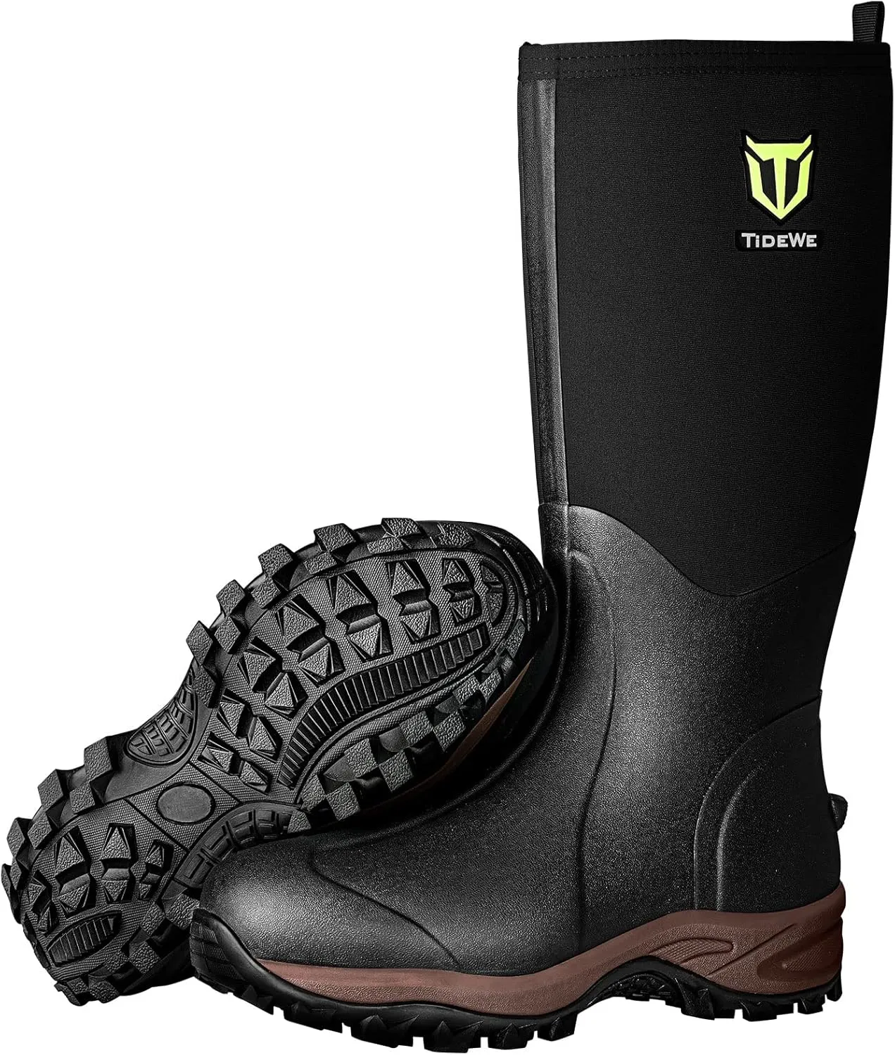 TIDEWE Rubber Neoprene Boots Men And Women, Waterproof Sturdy 6mm Neoprene Boot, Rain Boot Hunting Boot Arctic Outdoor BootBlack, Brown & Next Camo G2