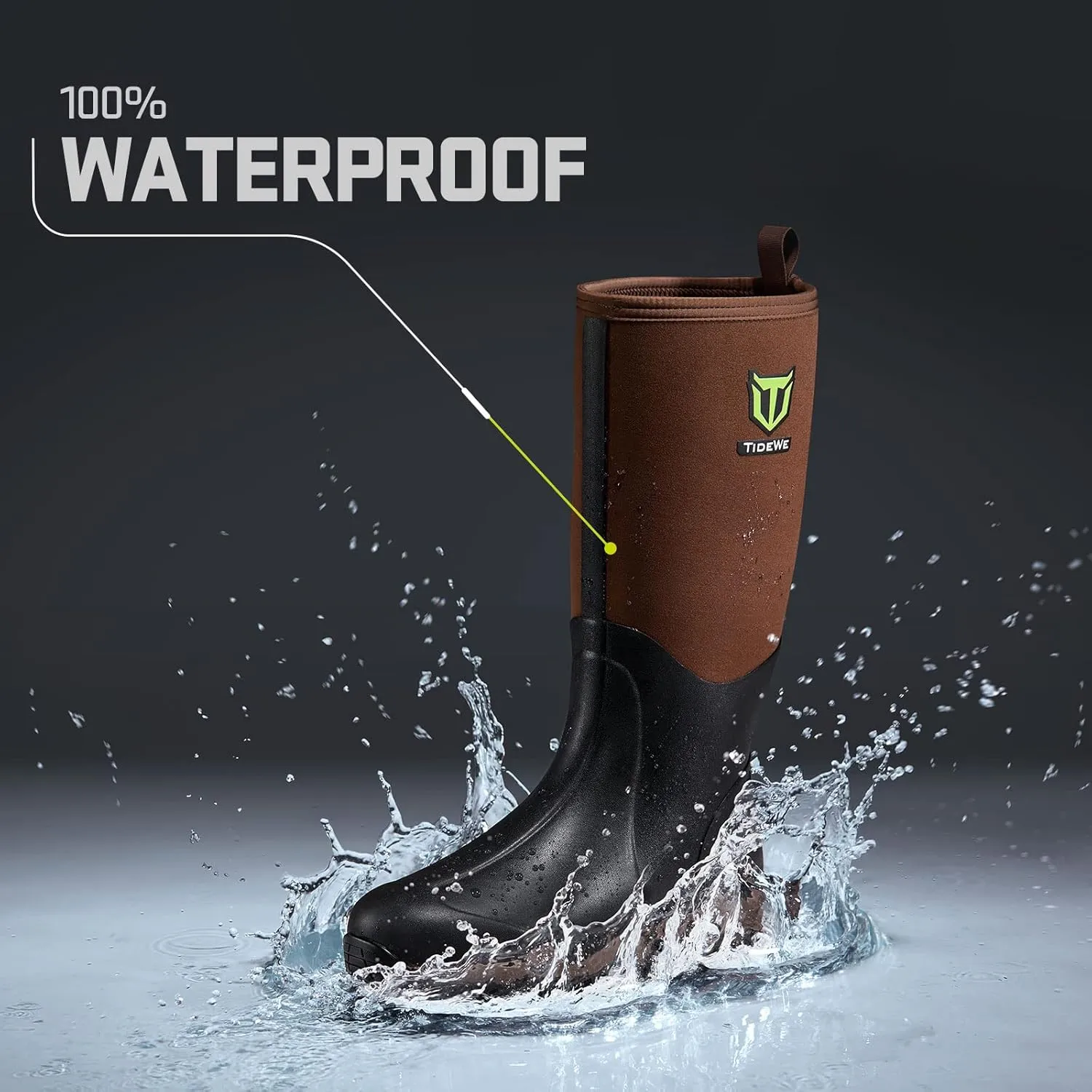 TIDEWE Rubber Neoprene Boots Men And Women, Waterproof Sturdy 6mm Neoprene Boot, Rain Boot Hunting Boot Arctic Outdoor BootBlack, Brown & Next Camo G2