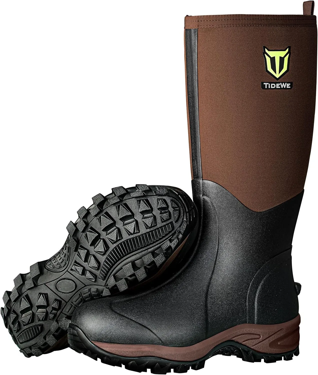 TIDEWE Rubber Neoprene Boots Men And Women, Waterproof Sturdy 6mm Neoprene Boot, Rain Boot Hunting Boot Arctic Outdoor BootBlack, Brown & Next Camo G2