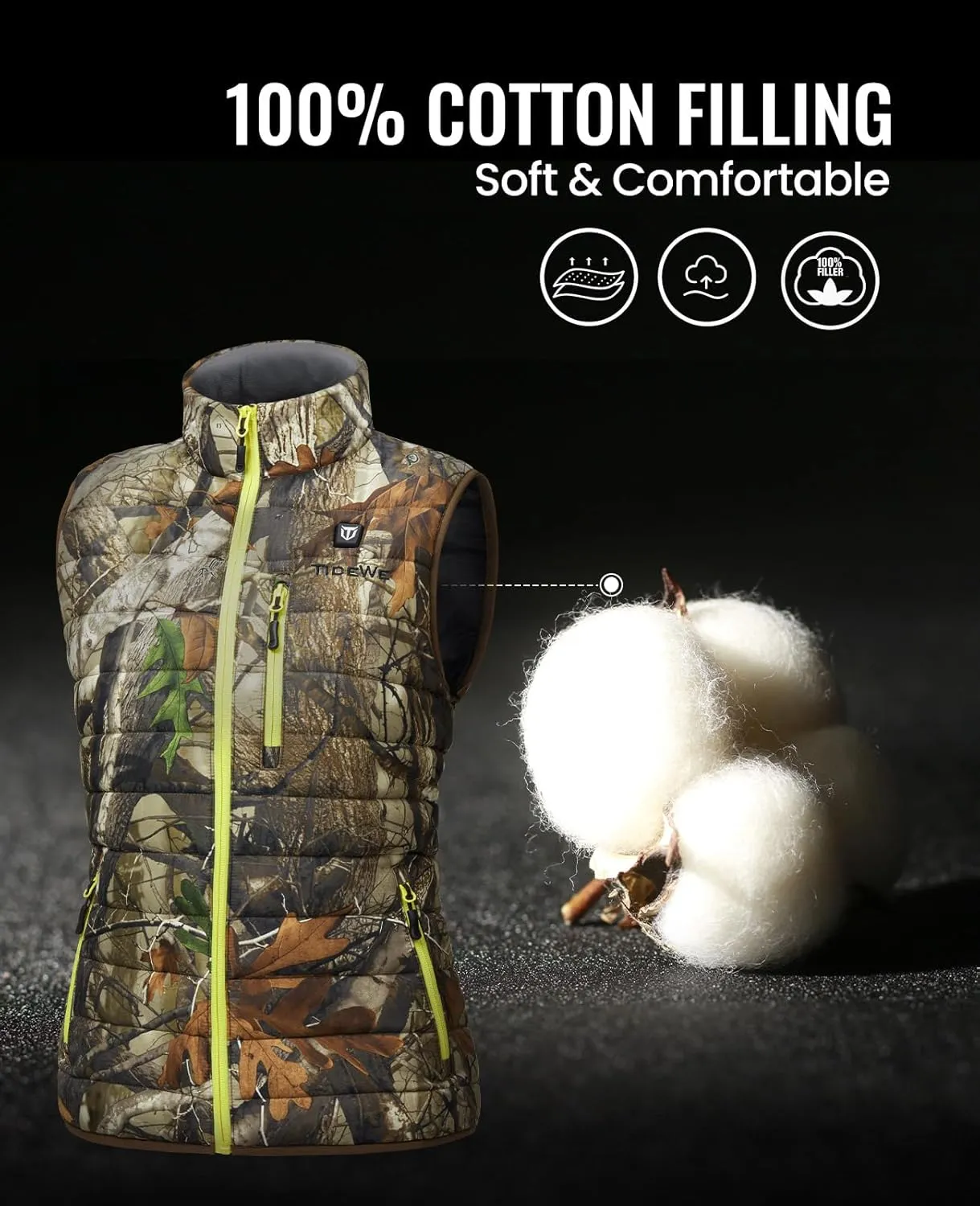TIDEWE Womens Lightweight Heated Vest with Battery Pack for Hunting/Hiking
