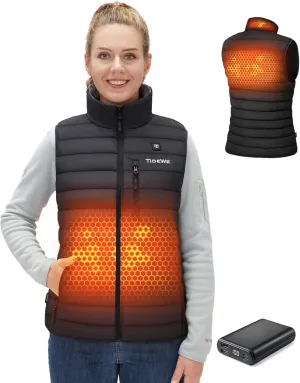 TIDEWE Womens Lightweight Heated Vest with Battery Pack for Hunting/Hiking