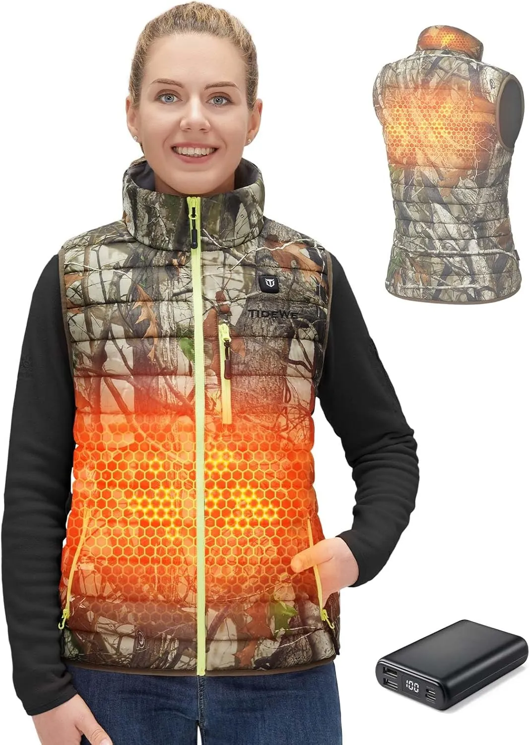 TIDEWE Womens Lightweight Heated Vest with Battery Pack for Hunting/Hiking