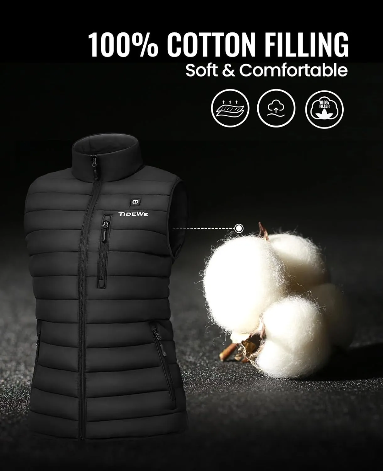 TIDEWE Womens Lightweight Heated Vest with Battery Pack for Hunting/Hiking