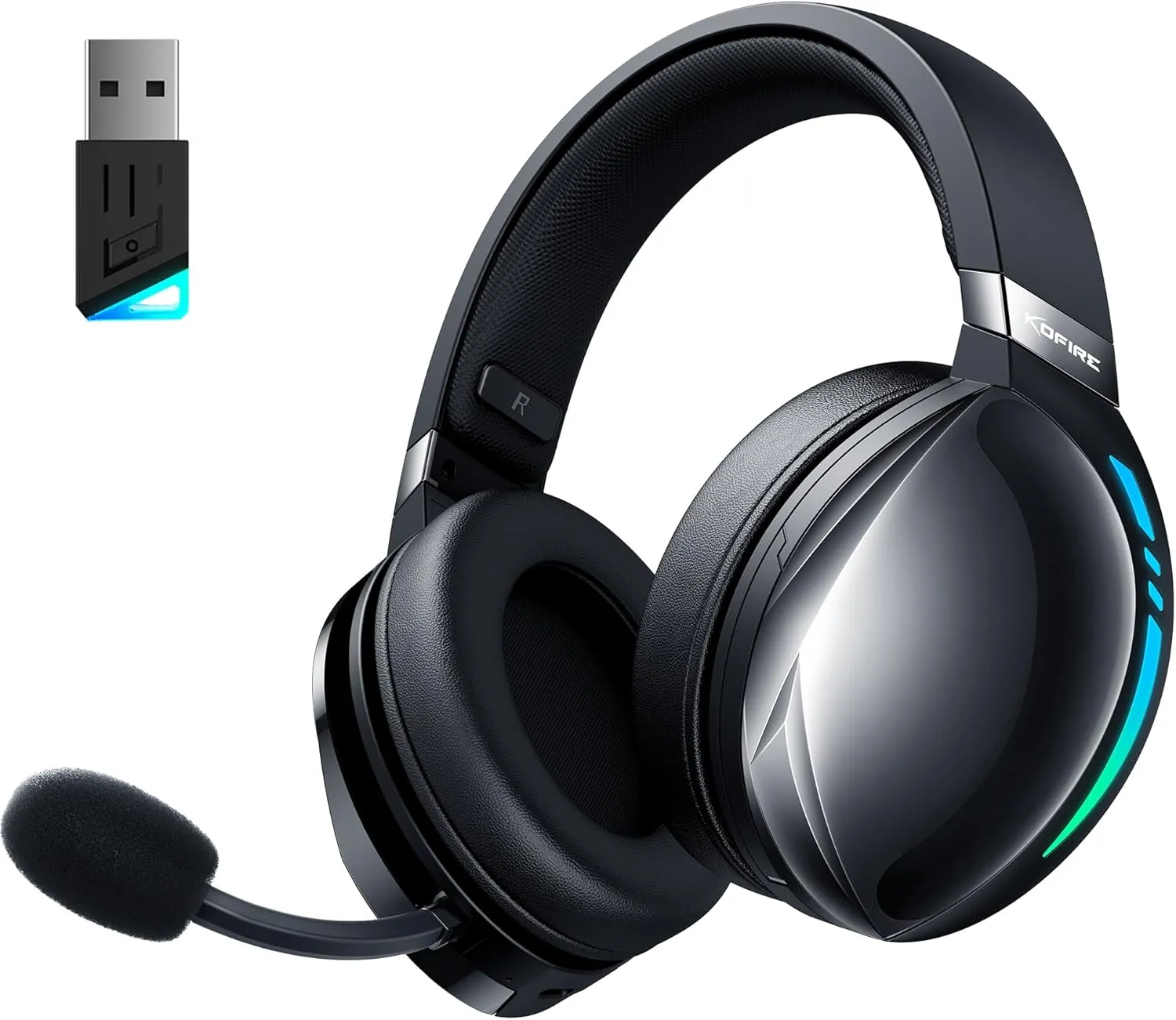 UG-06 Wireless Gaming Headset, 2.4GHz Bluetooth Gaming Headphones with Noise Cancelling Microphone, 3D Stereo Sound, 65Hr Battery Life Headset for PS5, PS4, PC, Switch, Mac, RGB Light