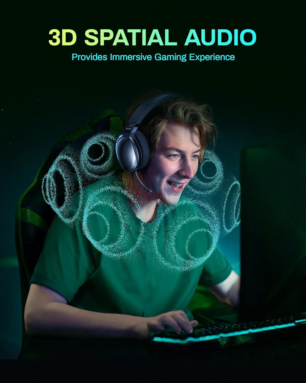 UG-06 Wireless Gaming Headset, 2.4GHz Bluetooth Gaming Headphones with Noise Cancelling Microphone, 3D Stereo Sound, 65Hr Battery Life Headset for PS5, PS4, PC, Switch, Mac, RGB Light