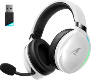 UG-06 Wireless Gaming Headset with 3D Surround Sound, 2.4G Wireless Gaming Headphones with Bluetooth 5.4, ENC Noise Canceling Mic, 50MM Drivers, 65H Battery Headset for PS5, PS4, PC, Mac, White