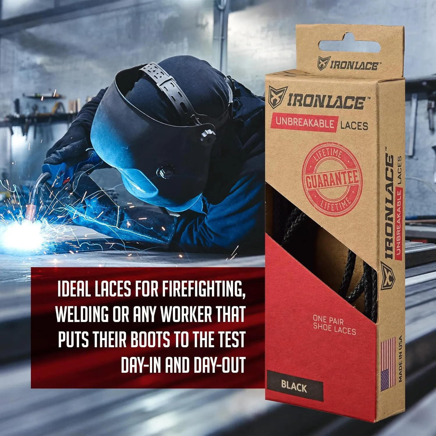 Unbreakable Round Bootlaces - Indestructible, Waterproof & Fire Resistant Laces, 1500-Pound Breaking Strength/Pair