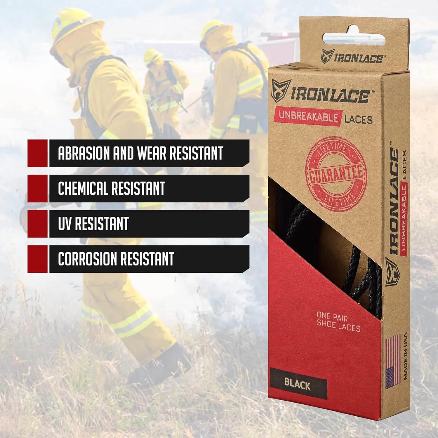 Unbreakable Round Bootlaces - Indestructible, Waterproof & Fire Resistant Laces, 1500-Pound Breaking Strength/Pair
