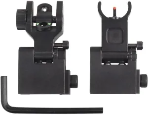V2 Fiber Optic Iron Sights with Green Red Fiber Optics Dots, Flip Up Front and Rear Backup Sights, Tool-Free Adjustable Front Sight Rapid Transition