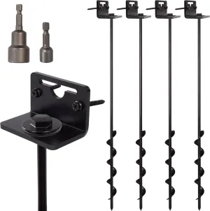 VASGOR 24 Mobile Home Anchors - Ground Anchor Screw in with Brackets and Adapter for Drill - Earth Anchors - Storage Shed and Swing Anchor Kits