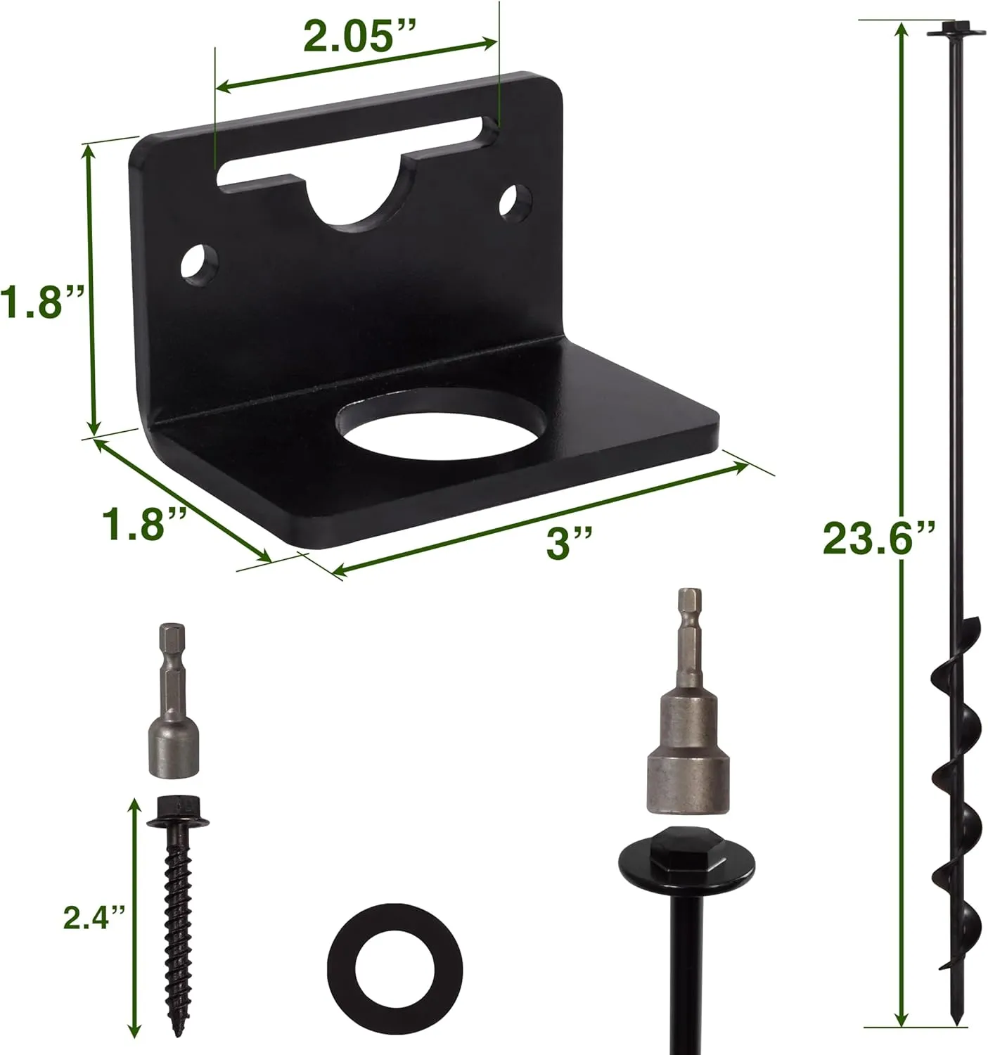 VASGOR 24 Mobile Home Anchors - Ground Anchor Screw in with Brackets and Adapter for Drill - Earth Anchors - Storage Shed and Swing Anchor Kits