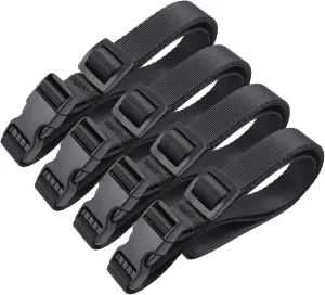 Vigorport Utility Straps with Quick Release Buckle, Nylon Backpack Accessory Sleeping Bag Strap, Adjustable for Hiking, Travel, Outdoor Sports-4 Pack (Black, 0.75" W-40 L)