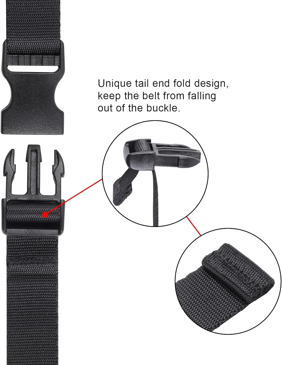 Vigorport Utility Straps with Quick Release Buckle, Nylon Backpack Accessory Sleeping Bag Strap, Adjustable for Hiking, Travel, Outdoor Sports-4 Pack (Black, 0.75" W-40 L)