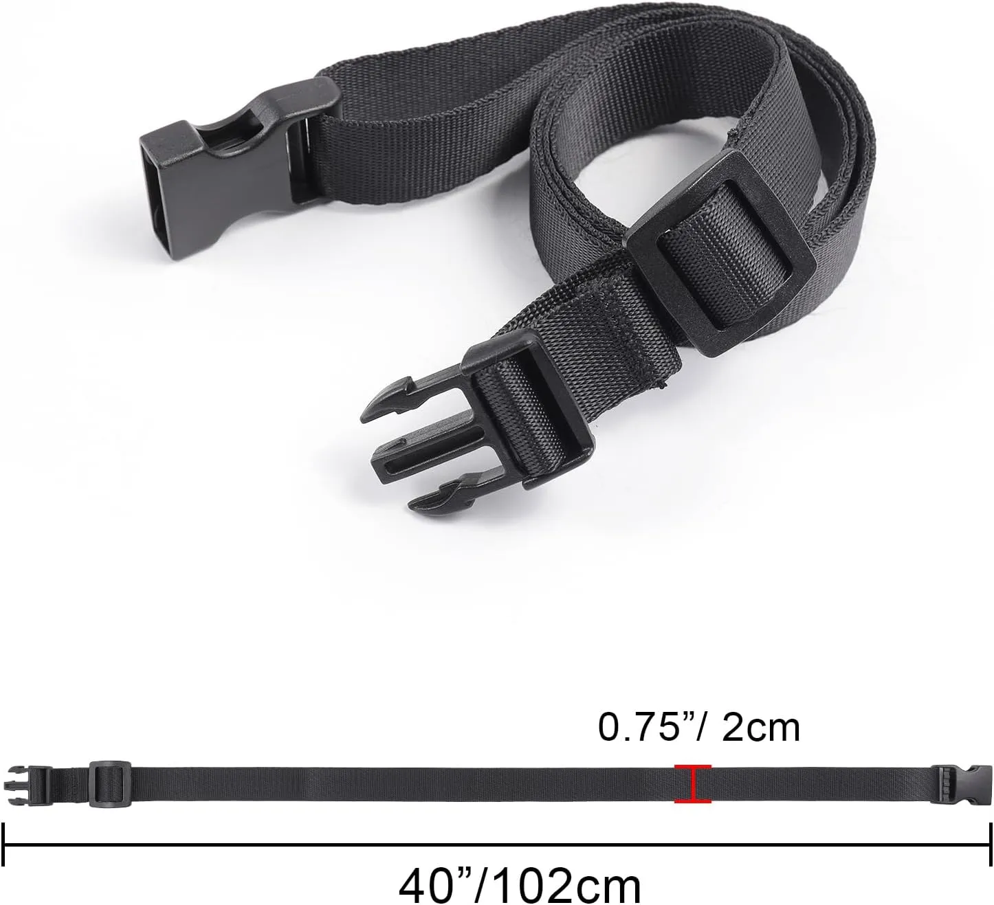 Vigorport Utility Straps with Quick Release Buckle, Nylon Backpack Accessory Sleeping Bag Strap, Adjustable for Hiking, Travel, Outdoor Sports-4 Pack (Black, 0.75" W-40 L)