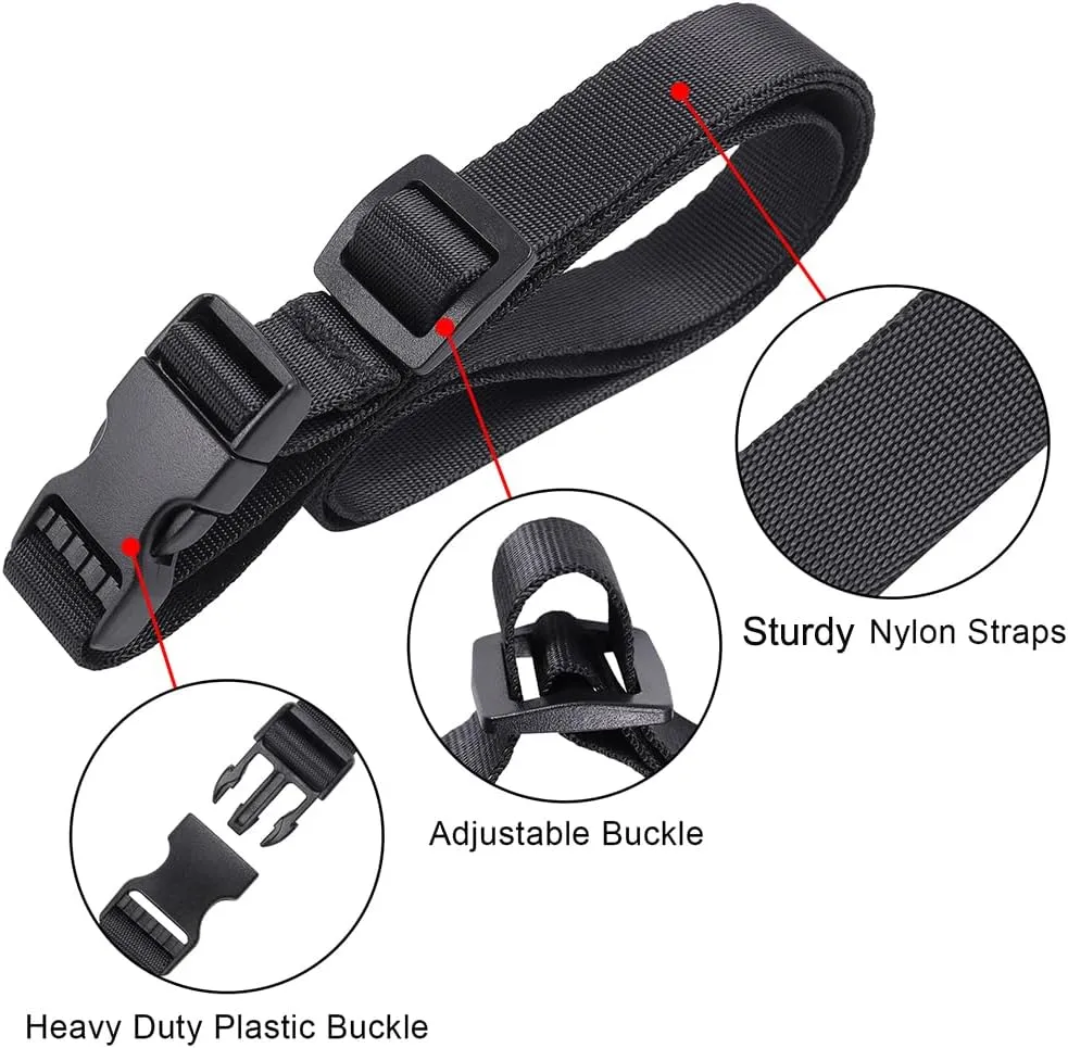 Vigorport Utility Straps with Quick Release Buckle, Nylon Backpack Accessory Sleeping Bag Strap, Adjustable for Hiking, Travel, Outdoor Sports-4 Pack (Black, 0.75" W-40 L)