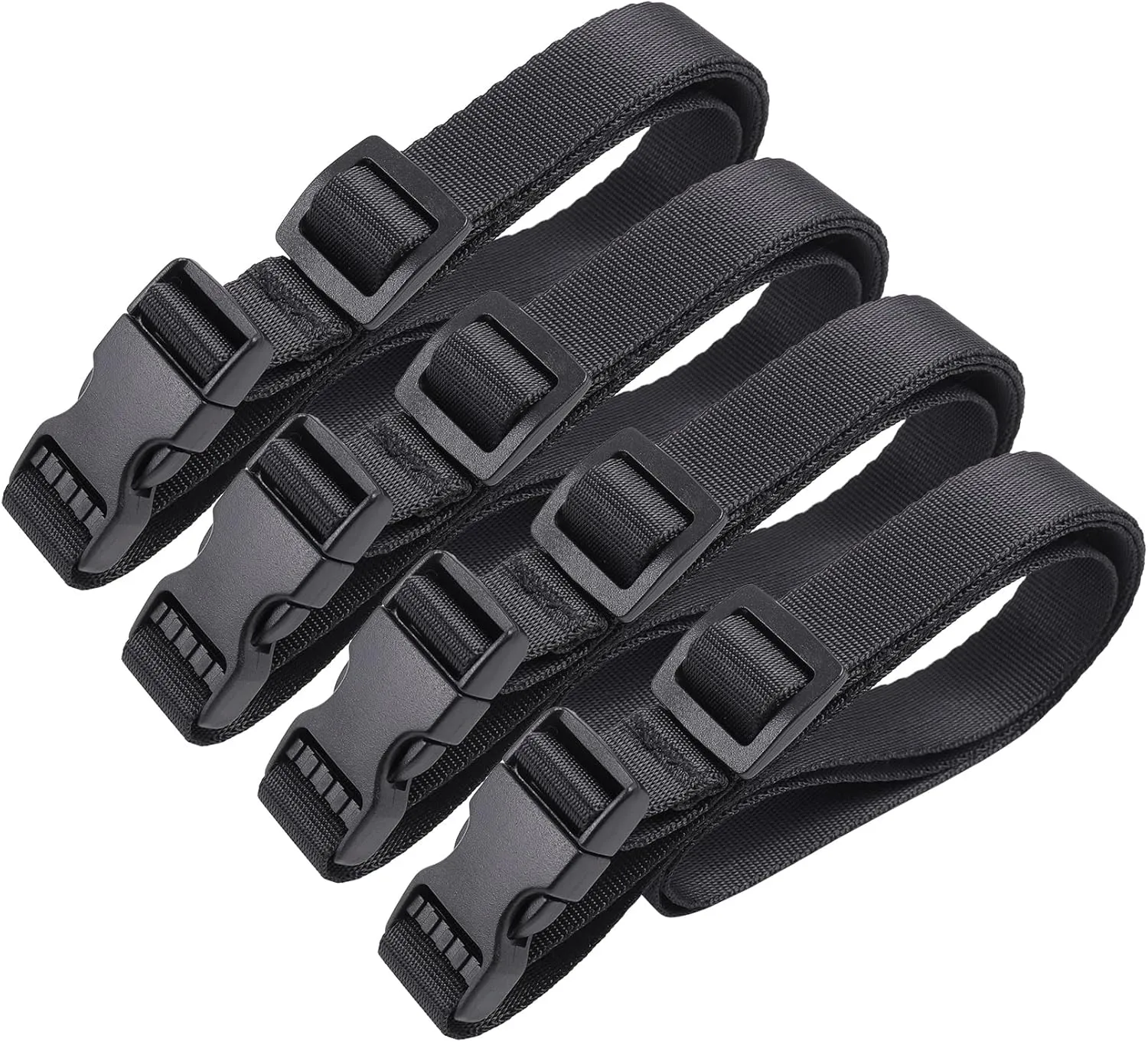 Vigorport Utility Straps with Quick Release Buckle, Nylon Backpack Accessory Sleeping Bag Strap, Adjustable for Hiking, Travel, Outdoor Sports-4 Pack (Black, 0.75" W-40 L)