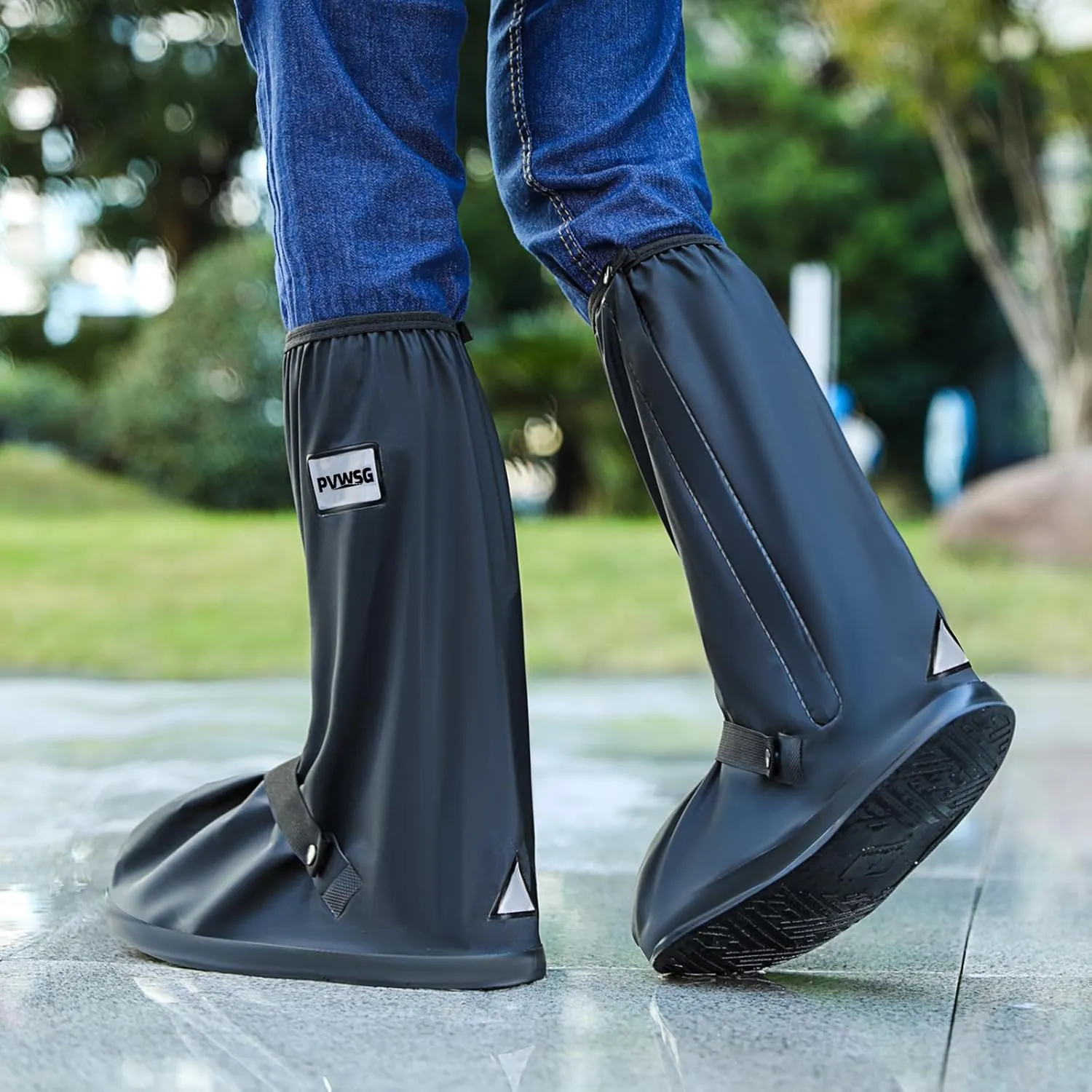 Waterproof Shoe Covers for Rain with Reflector Reusable Waterproof Rain Cover for Shoes Non-Slip PVC Snow Boot Covers