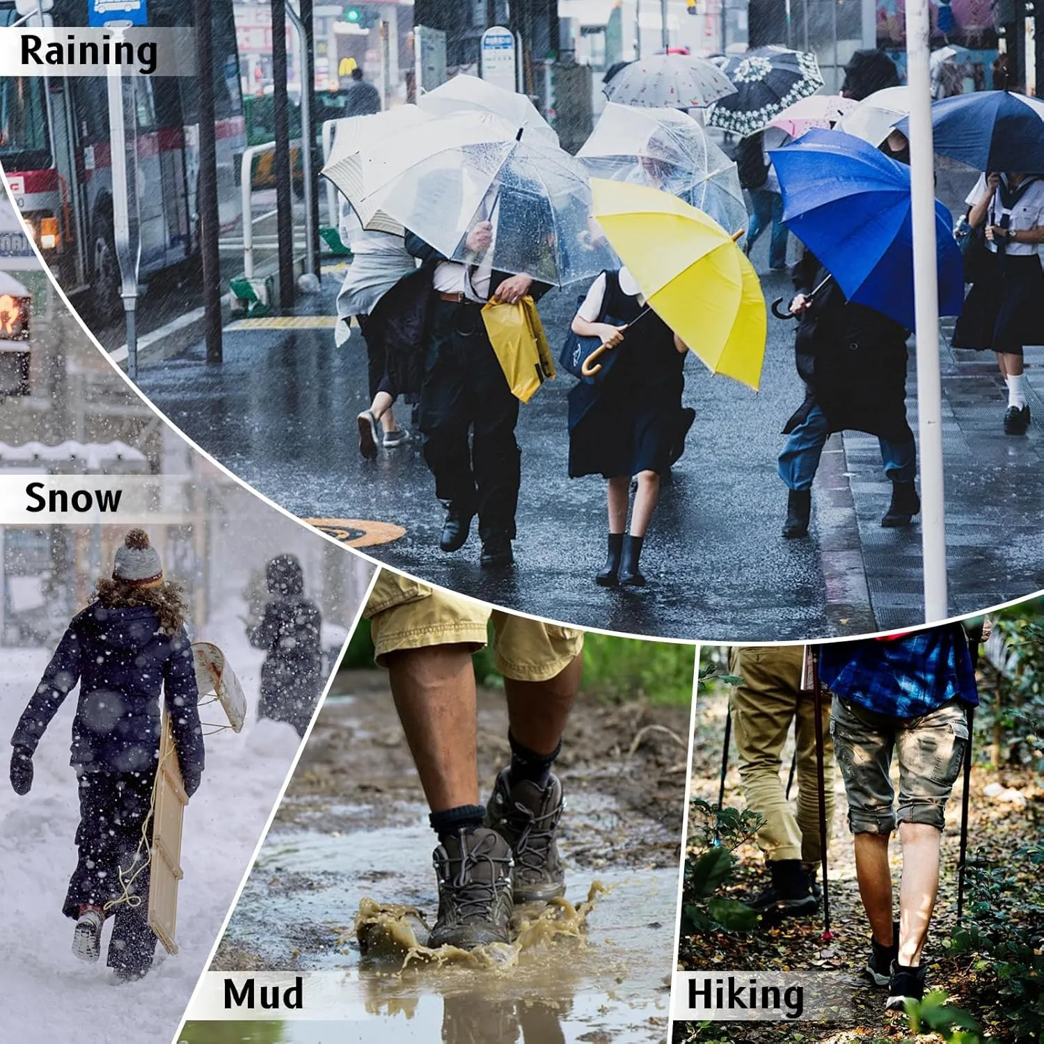 Waterproof Shoe Covers for Rain with Reflector Reusable Waterproof Rain Cover for Shoes Non-Slip PVC Snow Boot Covers